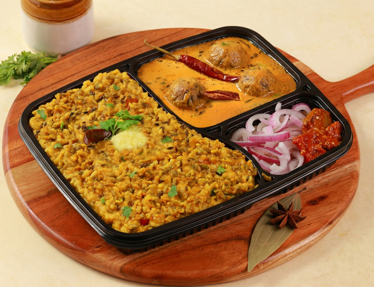 Moong Dal Khichdi & Kadhi Thali