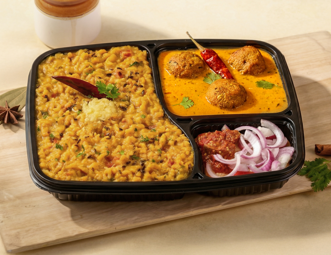Toor Dal Khichdi & Kadhi Thali