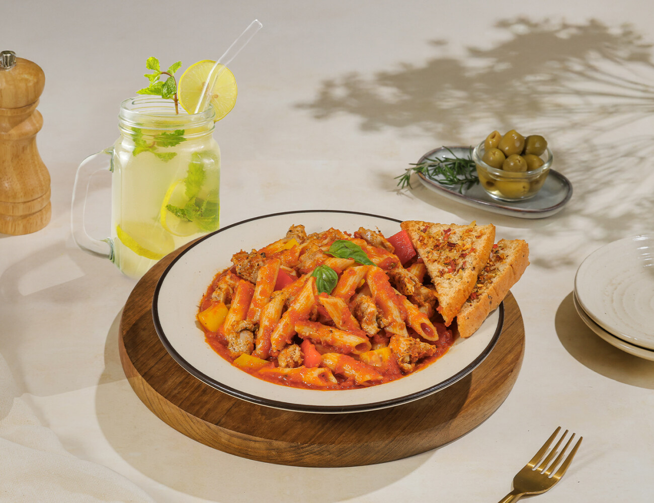 Roast Chicken Arrabiata Pasta + Lemonade
