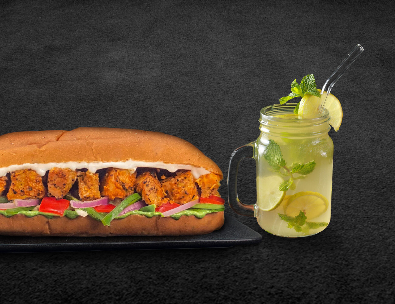 Tandoori Chicken Sub-Sandwich + Lemonade