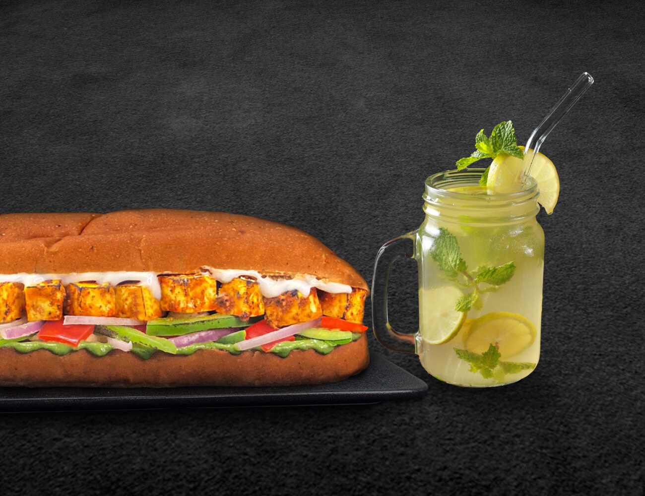 Tandoori Paneer Sub-Sandwich + Lemonade