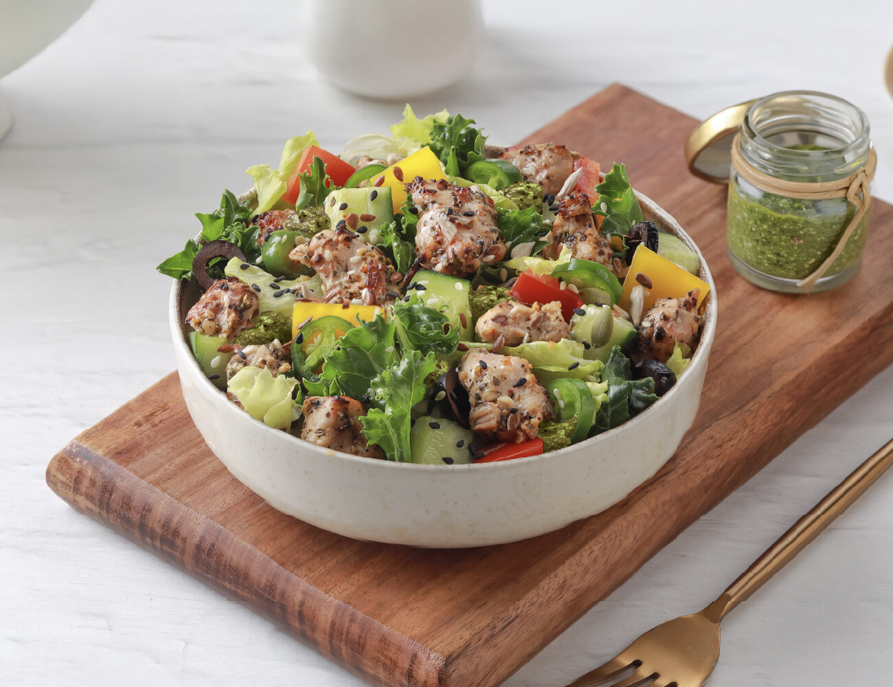 Pesto & Chicken Keto Salad [35g - High Protein, 460 Kcal]