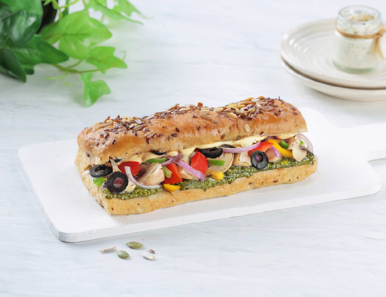 Pesto Mushrooms & Cheese Sandwich [23g Protein]