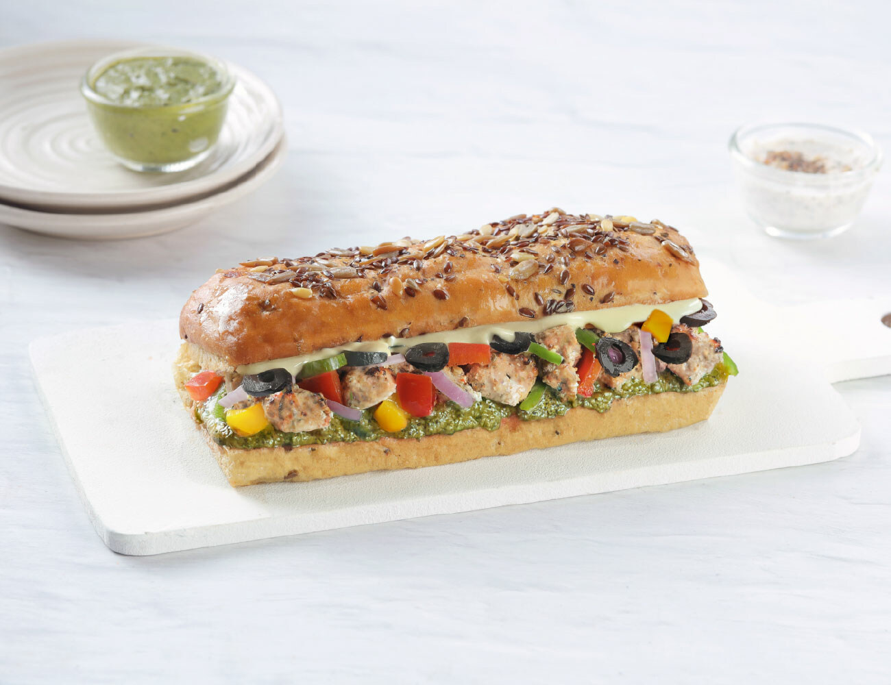 Pesto Chicken & Cheese Sandwich [41g Protein]