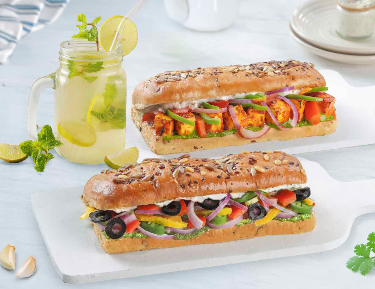 [40g Protein] Veggie Sandwich + Paneer Sandwich + Lemonade