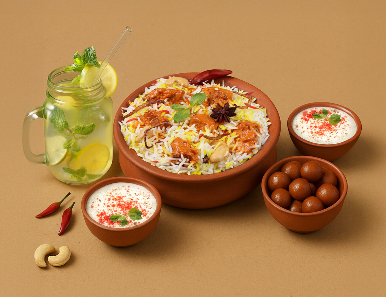 1 KG Murgh Makhani Biryani+ Dessert+ Lemonade + 2 Raitas