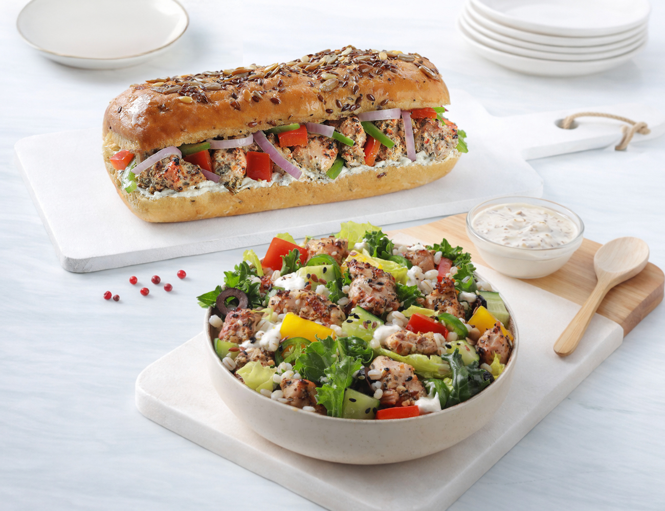 [72g Protein] Roast Chicken Salad + Chicken Tikka Sandwich