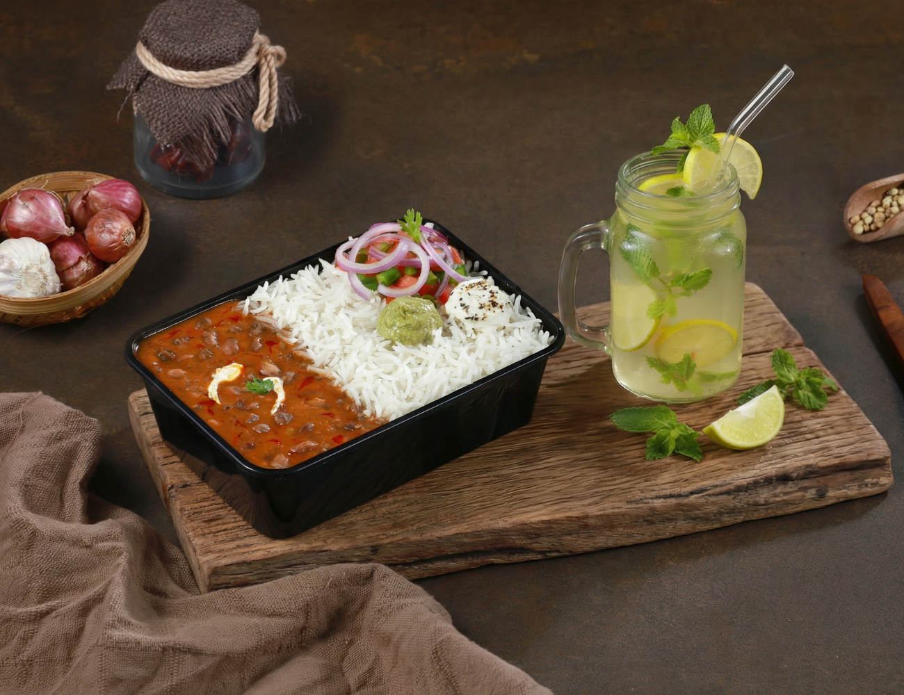 Dal Makhani Rice Bowl + Lemonade