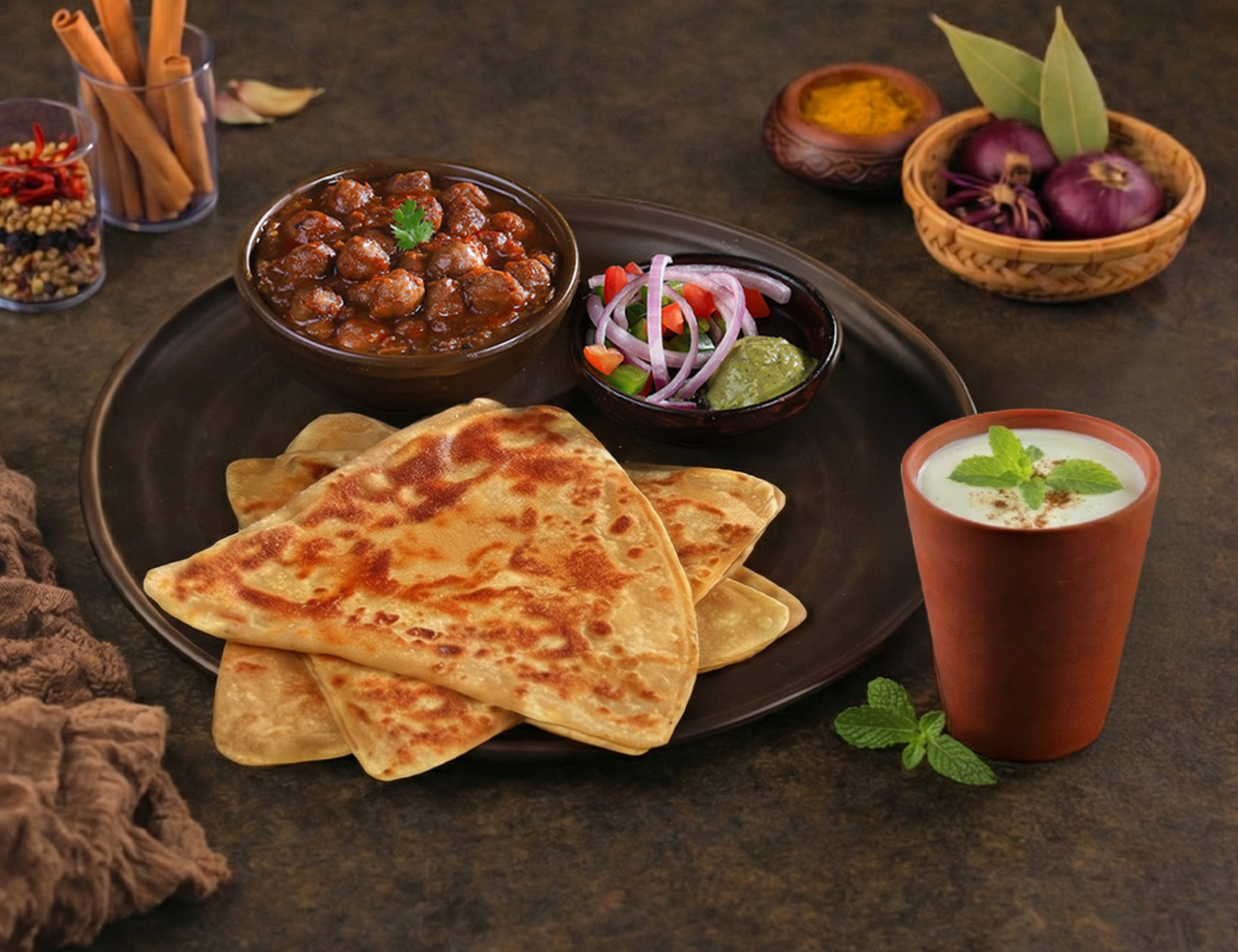 Chole Paratha Meal + Masala Chaas