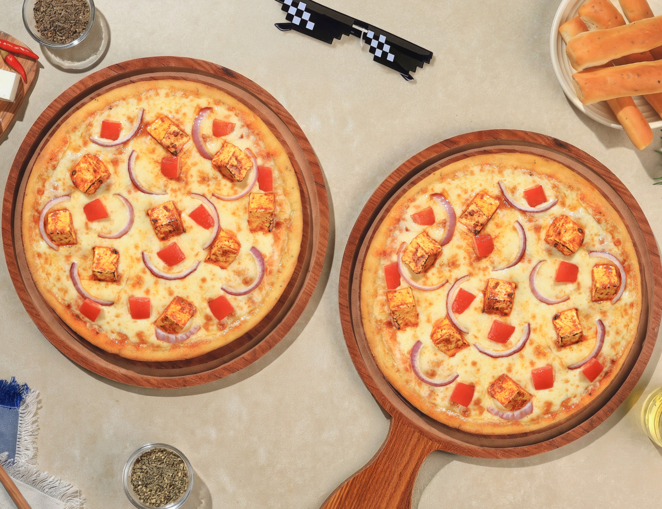 Pack Of 2 BIG Pizzas - Tikka Paneer