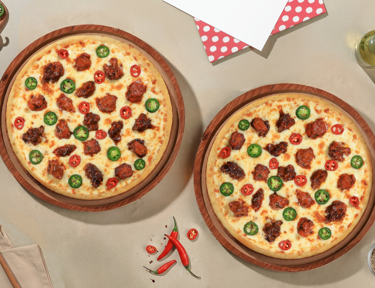 Pack Of 2 BIG Pizzas - Firecracker Chicken