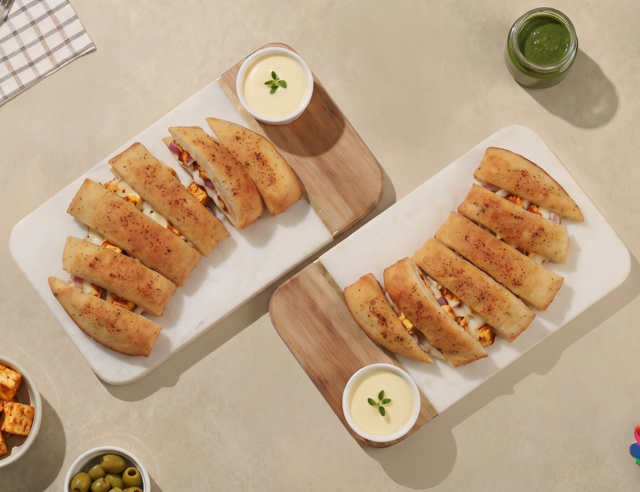 Pack Of 2 Garlic Breadsticks - Paneer Tikka