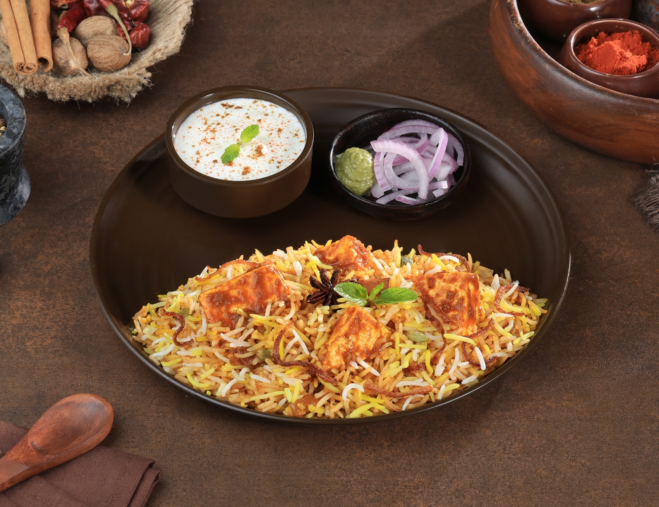 Shahi Paneer Dum Biryani Thali