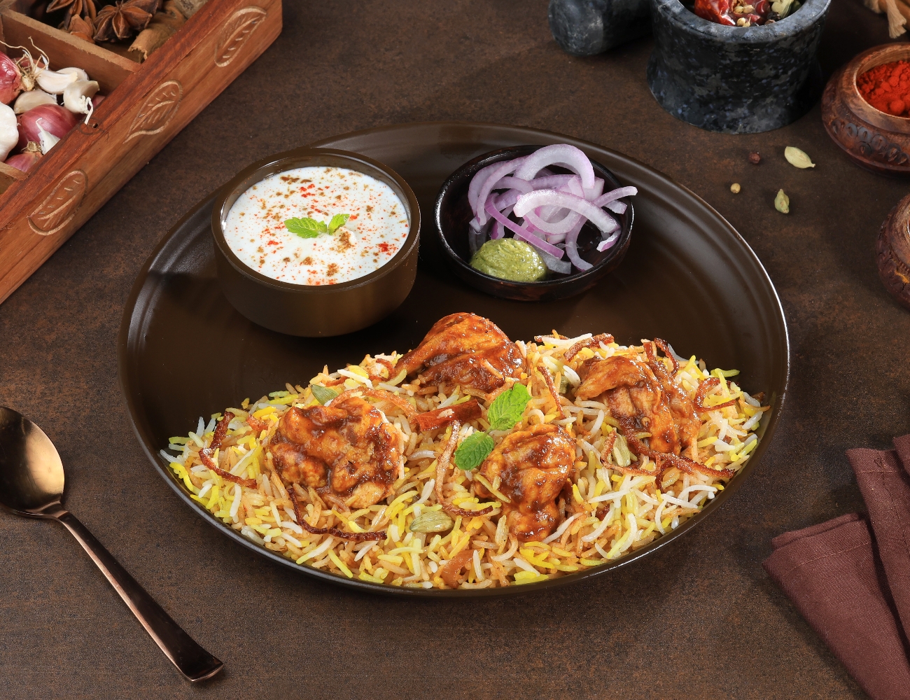 Chicken Dum Biryani Thali