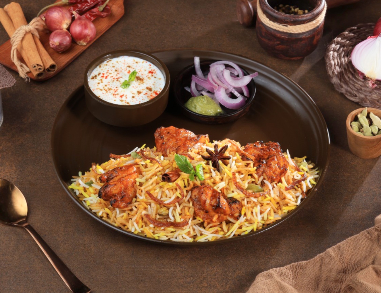 Chicken Tikka Dum Biryani Thali