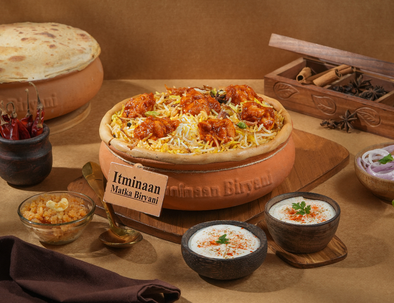 1 KG Bhuna Chicken Matka Biryani + FREE Dessert