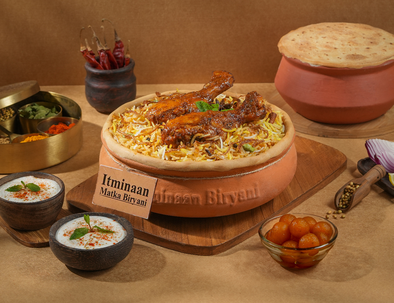 1 KG Tangdi Chicken Matka Biryani + FREE Dessert
