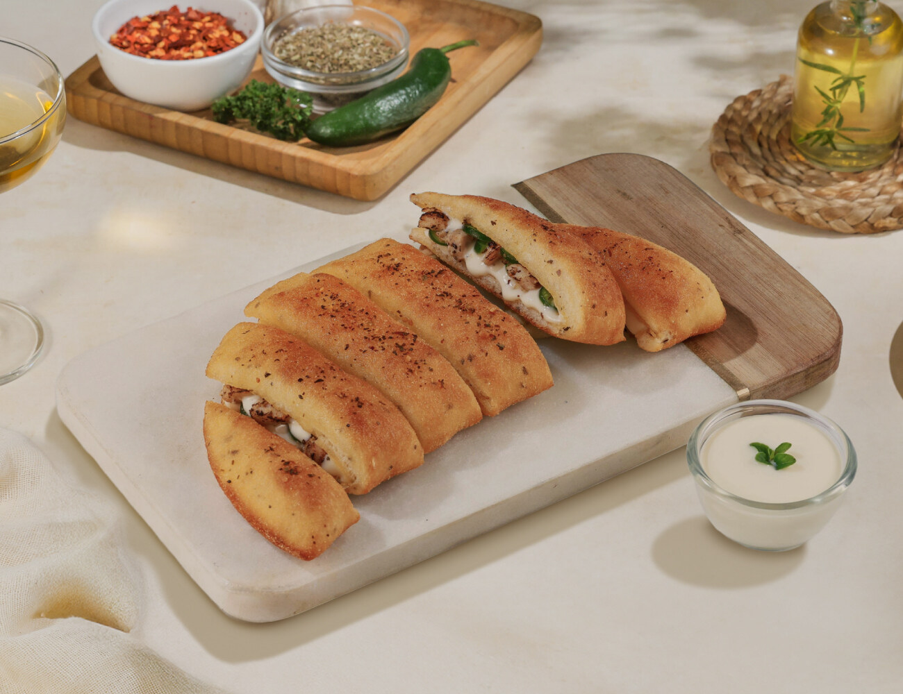 Herb Chicken Garlic Breadsticks
