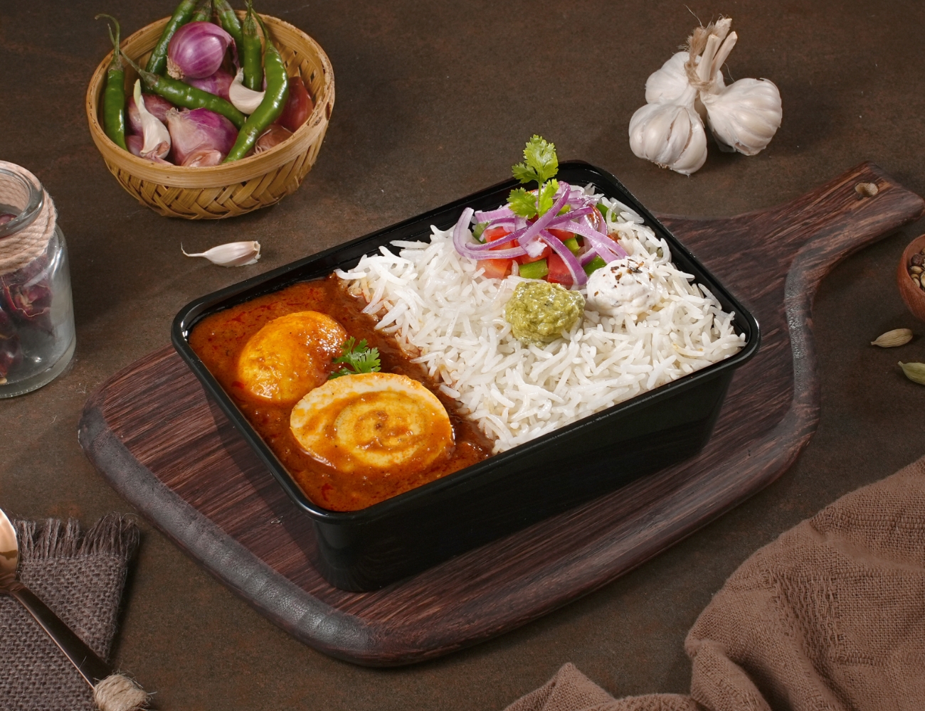 Homestyle Masala Egg Curry Rice Bowl