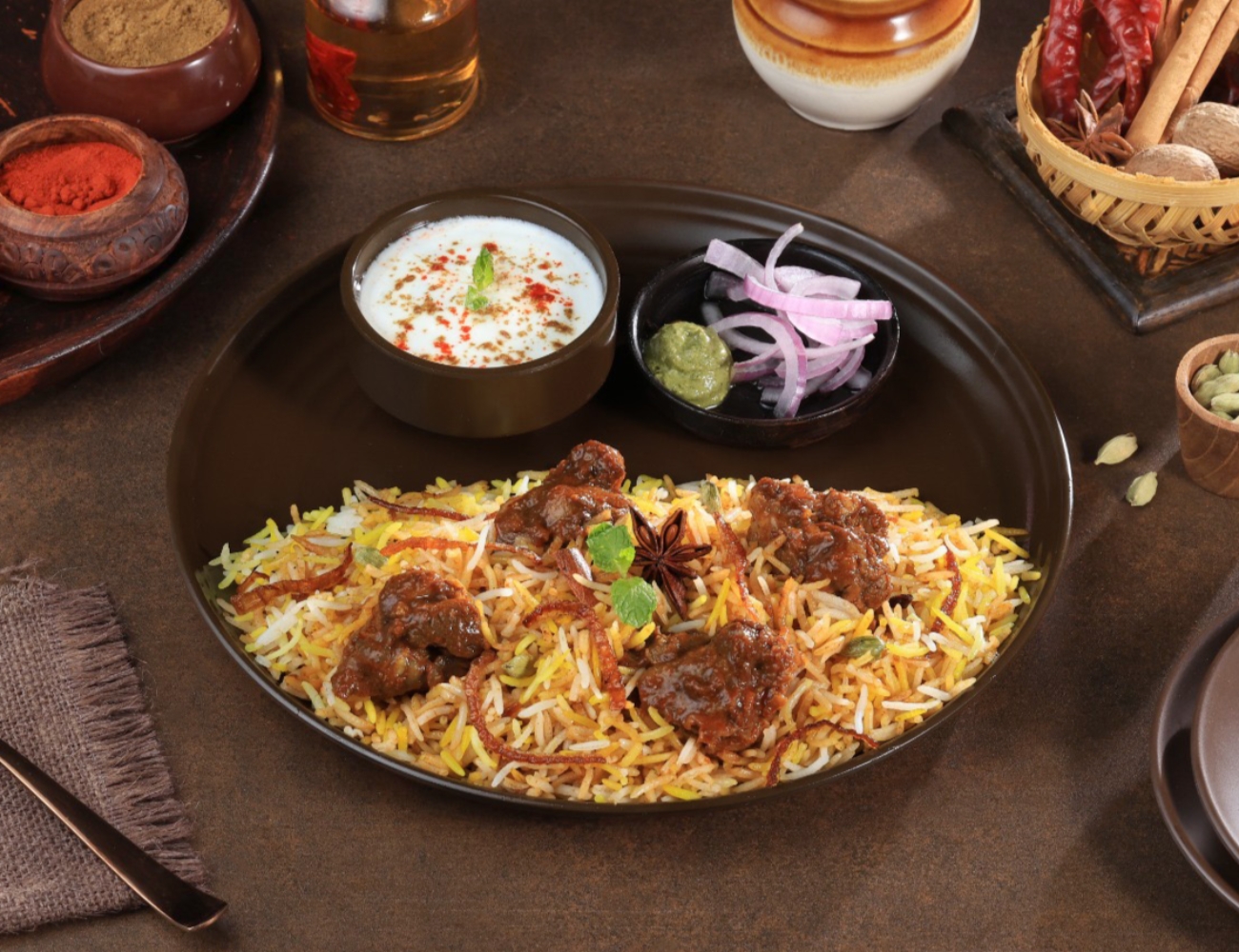 Mutton Dum Biryani Thali