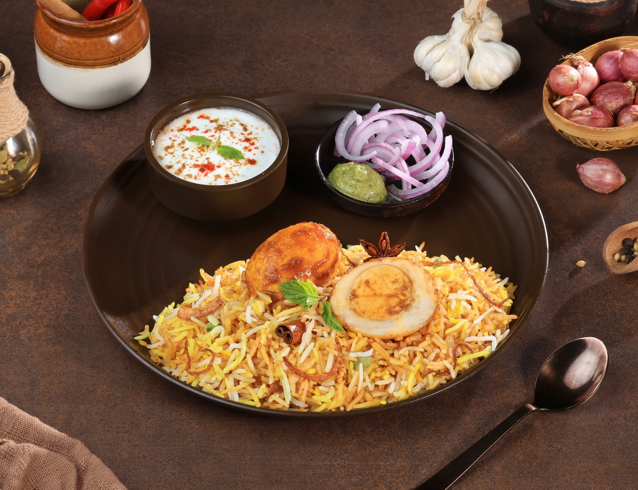 Egg Dum Biryani Thali