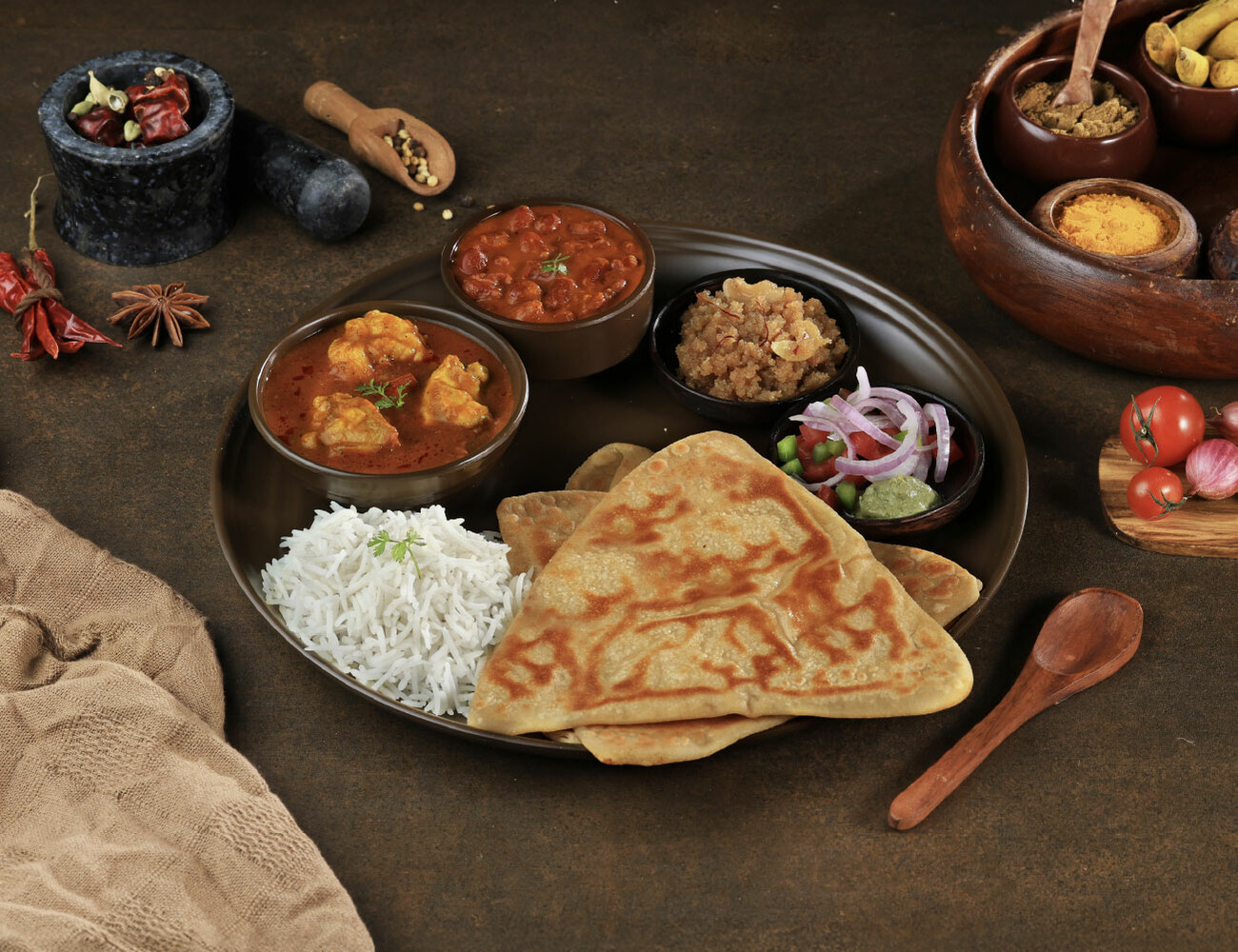 Homestyle Chicken Curry Thali