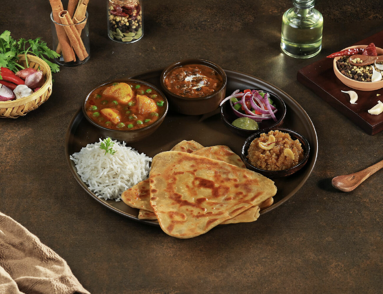 Aloo Matar Veg Thali