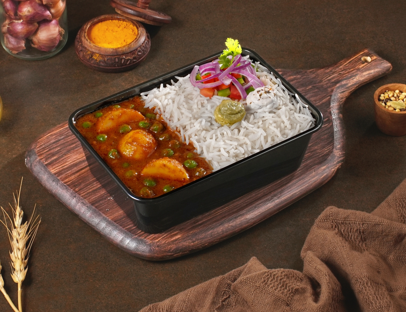 Aloo Matar Rice Bowl